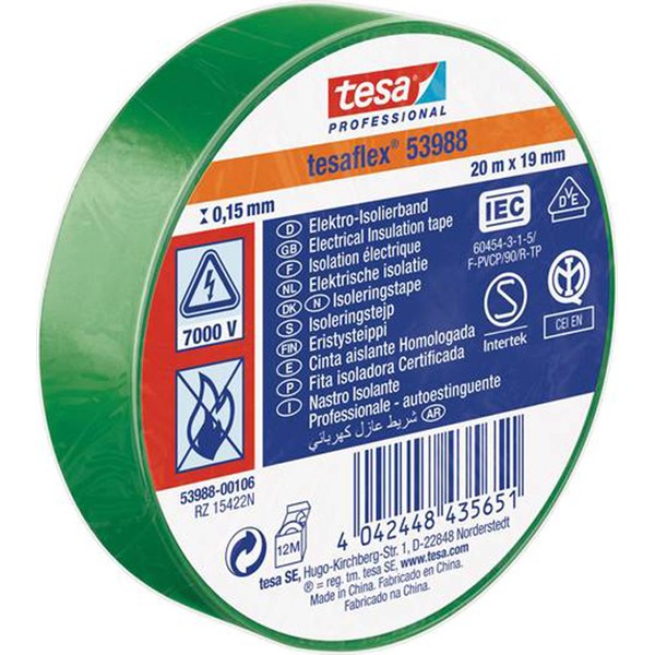 CINTA AISLANTE VERDE 20 MX19 MM