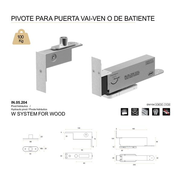 Joc pivots hidraulics porta fusta "W system" 100kg