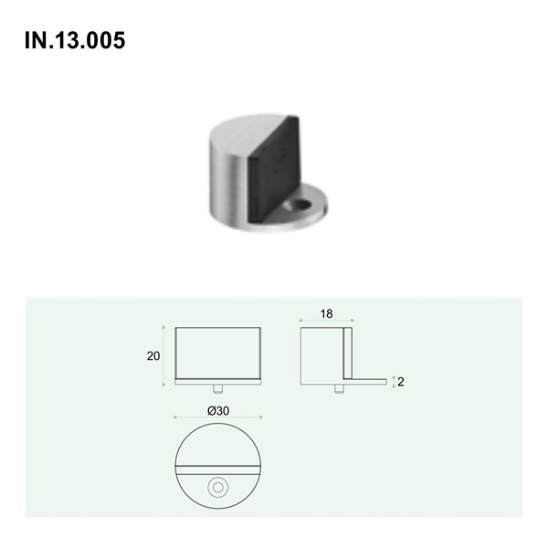 Topall porta Inox &Oslash;30mm